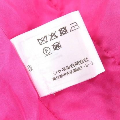 CHANEL P70041 Coco Mark Gold Button Cotton Tweed Collarless Jacket Pink 36 Made