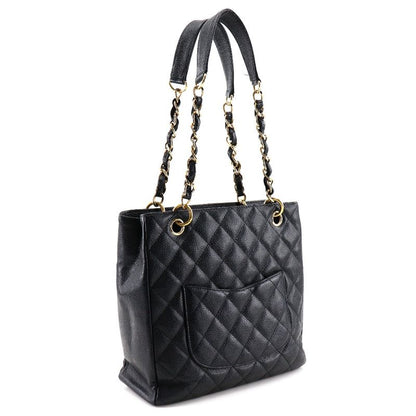 Chanel PST Chain Tote Matelasse A20994 Caviar Skin Black Ladies Shoulder Bag