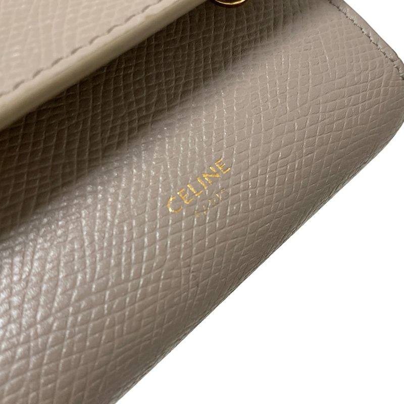 Celine Trifold Wallet Small Tri-fold Wallet Gray Leather