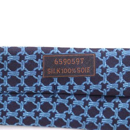 Hermes 659059t Cravate 100% Silk All-over Design H Logo Lining Tie Blue Navy
