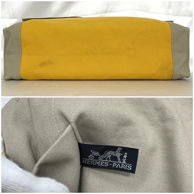 Hermes Clutch Bag Tapidocel Yellow Beige Excellent Condition Cotton