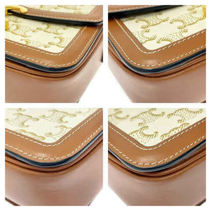 Celine Calf Triomphe Canvas Teen Shoulder Bag White 408594 Shoulder Bag