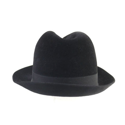 Hermes 100% Wool Hat With Ribbon Black 58 Men's Recommende