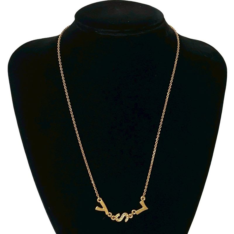 Yves Saint Laurent Vintage Logo Necklace Pendant Choker