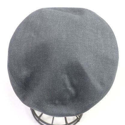 Hermes Saint Honore Serier Button Silk Blend Lining H Logo Leather Piping Beret