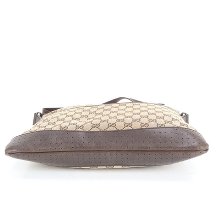 Gucci GG Canvas Perforated Leather Shoulder Bag Crossbody Messenger Business