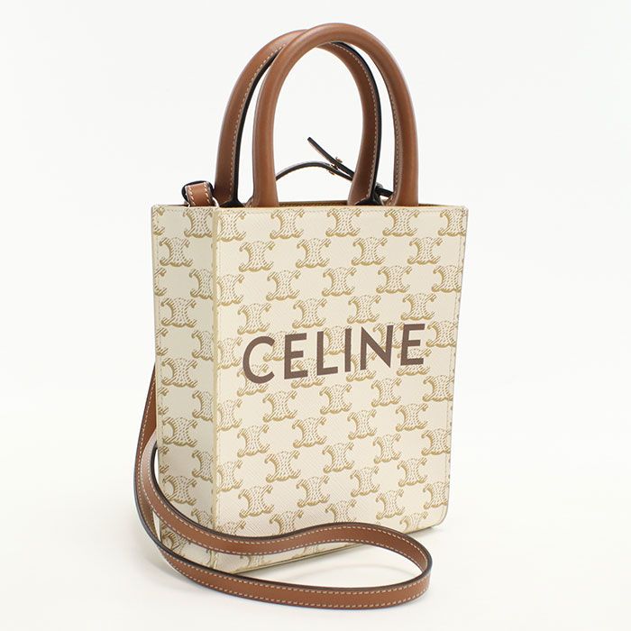 Celine Mini Vertical Cabas Triomphe Canvas 19437 2BZK 01BC Handbag PVC Ladies