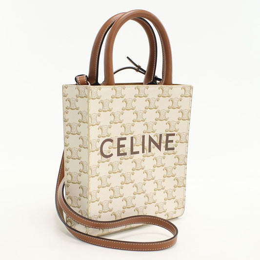 Celine Mini Vertical Cabas Triomphe Canvas 19437 2BZK 01BC Handbag PVC Ladies