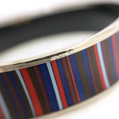 Hermes Bangle Emile GM Silver Navy Bordeaux Excellent Condition