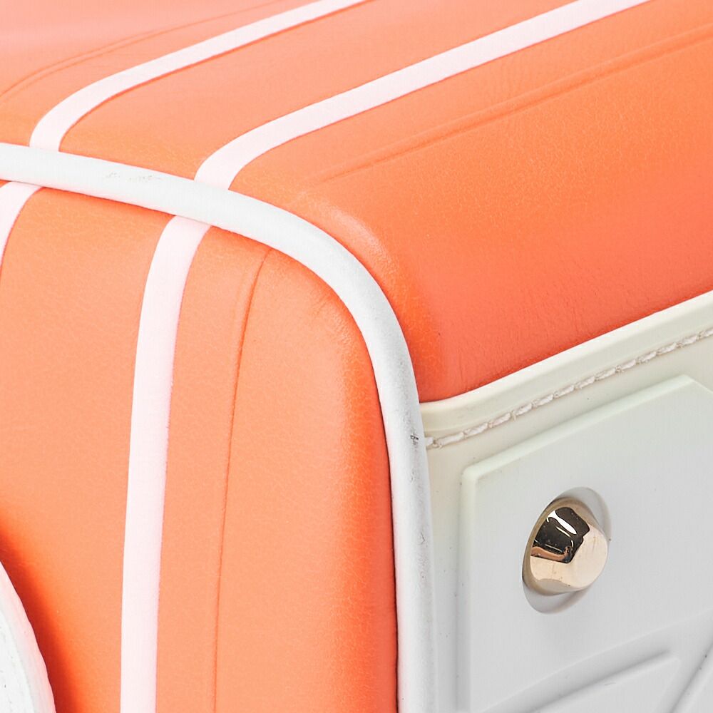 DIOR 2WAY Mini Boston Bag Leather X Rubber Orange X White With Gold Hardware