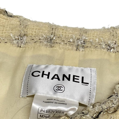 Chanel Jacket Size 36 S Women - P41853 Ivory X Black X White Wool