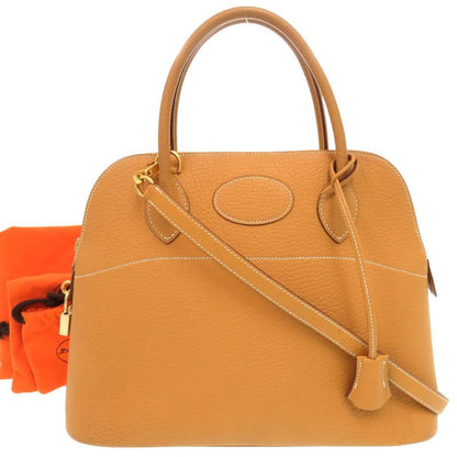 Hermes Bolide 31 Fjord Natural Sable Gold Hardware □I Engraved Handbag Brown