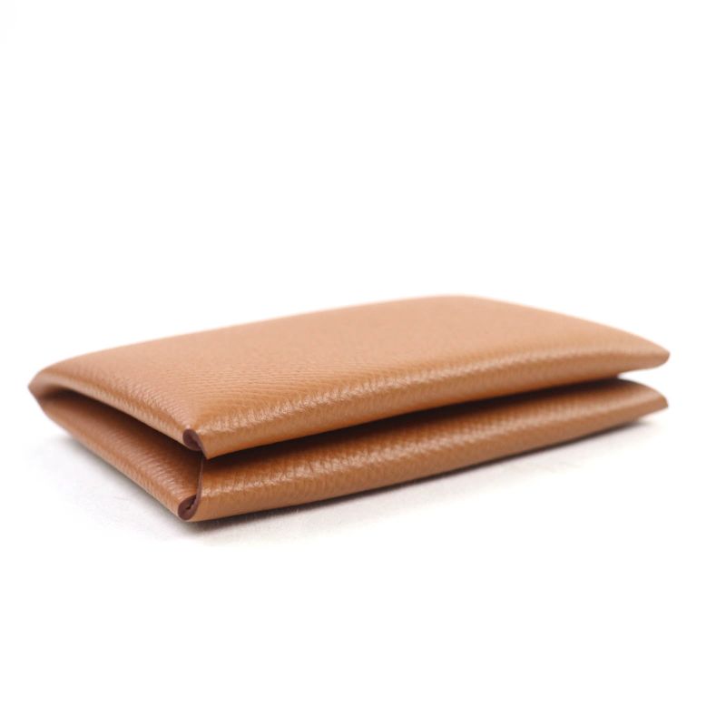 Hermes Calvi Gold Vaux Epson Silver Hardware Card Case Stamped B With Box Made