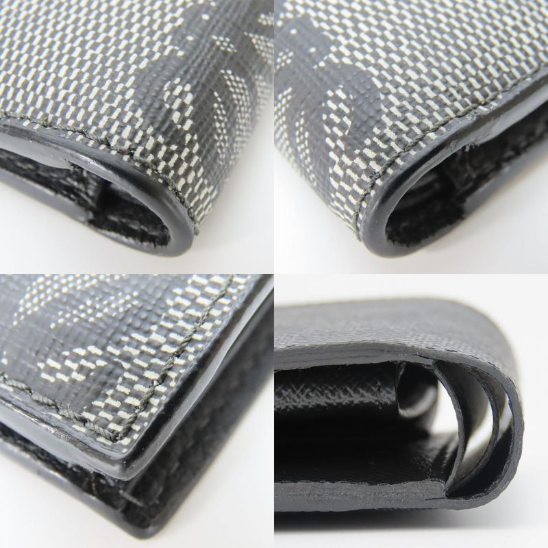 Loewe Bifold Wallet Anagram Leather PVC Gray Black Card Total Billfold Men Loewe