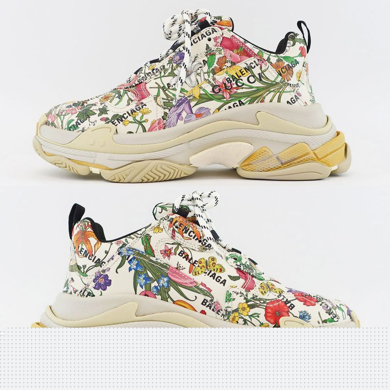 Gucci X Balenciaga Hakka Project Triple S Flora Print Notation Size