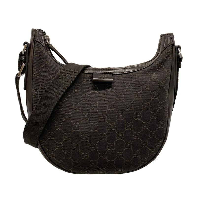 Gucci Shoulder Bag GG Pattern 101682 Dark Brown Leather