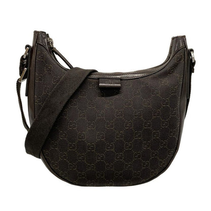Gucci Shoulder Bag GG Pattern 101682 Dark Brown Leather