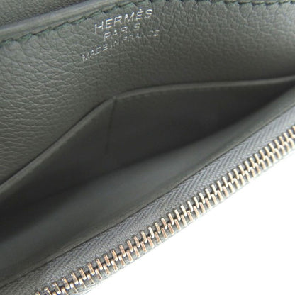Hermes Dogon Compact Coin Case Leather Vert Amand Evercolor W Engraved 1193