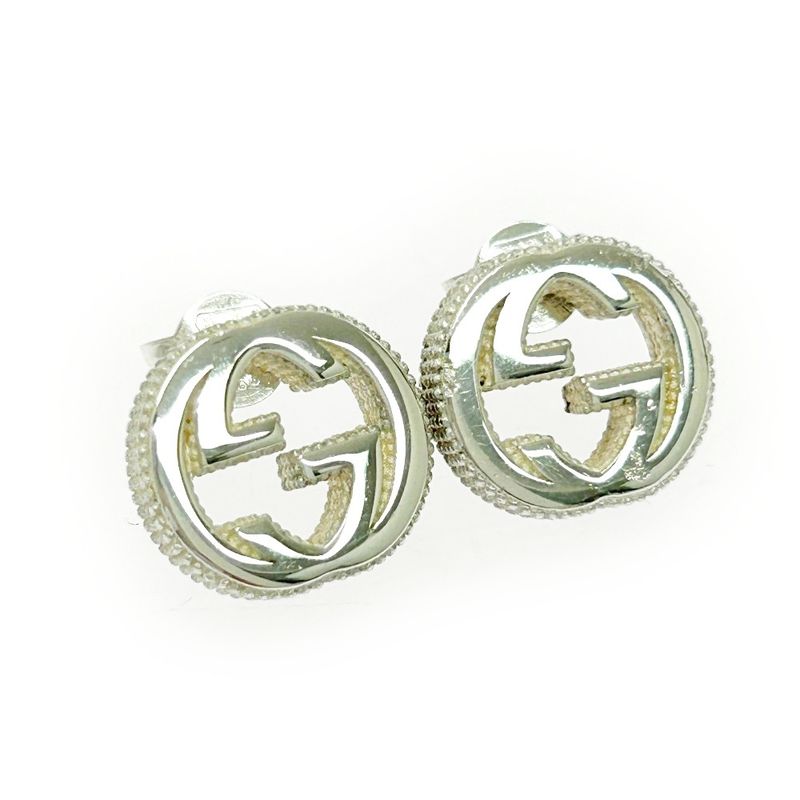 Gucci Silver Interlocking G Earrings 5.7g 925 Engraved 486779 Earrings