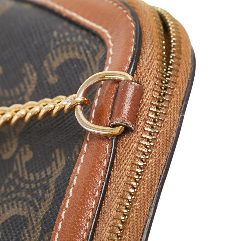 Celine Triomphe Black Brown PVC Leather Women's Celine