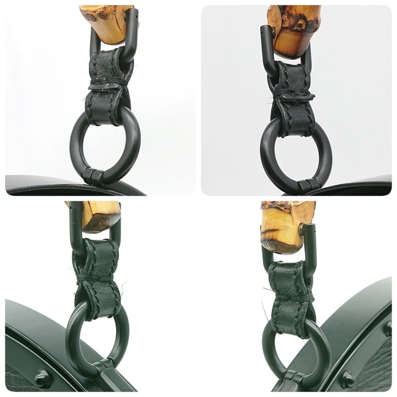 Gucci Bamboo Clasp Handbag Black Leather