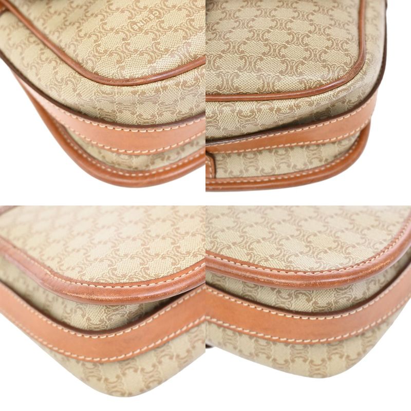 Celine Shoulder Bag Macadam Pattern Beige Leather 30ka807