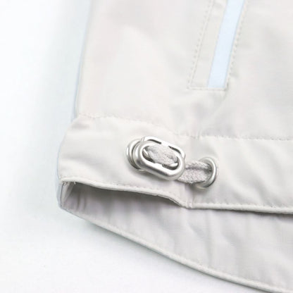 Hermes 24SS Bicolor Hooded Double Zip Nylon Jacket Blouson Light Gray Light