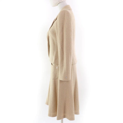 CHANEL Vintage 02C P18870v10901 Coco Mark Tweed Jacket And Skirt Setup Beige 38