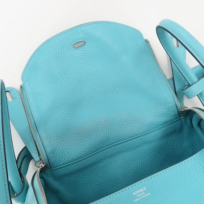 Hermes Lindy 26 Blue Heart Taurillon Clemence Handbag Shoulder - T