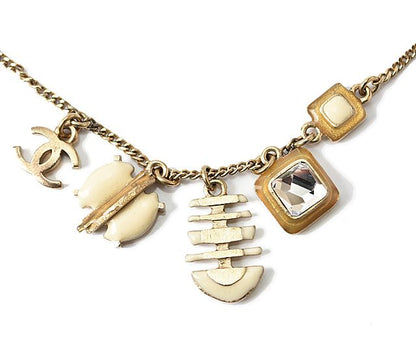 Chanel Necklace Pendant Chain Ladies Marine Motif