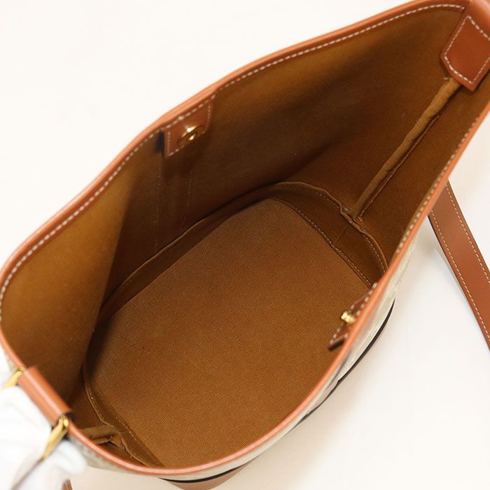 Celine Small Bucket Triomphe Canvas 19144 2CAS Shoulder Bag Calf Womens