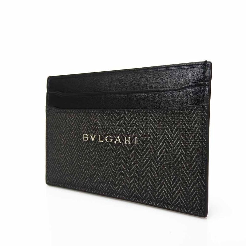 Bulgari Card Case 32584 Weekend PVC Leather Gray Black Men Bvlgari