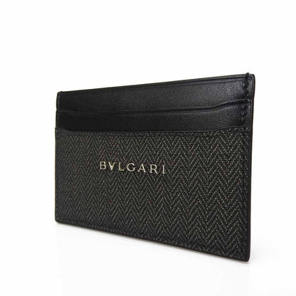 Bulgari Card Case 32584 Weekend PVC Leather Gray Black Men Bvlgari