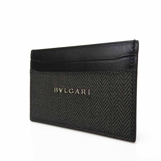 Bulgari Card Case 32584 Weekend PVC Leather Gray Black Men Bvlgari