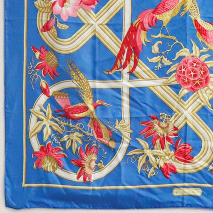 Hermes Carre 90 Caraibes Silk Blue Women's Scarf