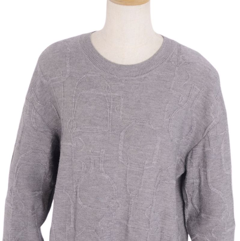 Hermes Knit 20AW Dress Sweater Long Sleeve Total Top Women 38(M Equivalent) Gray
