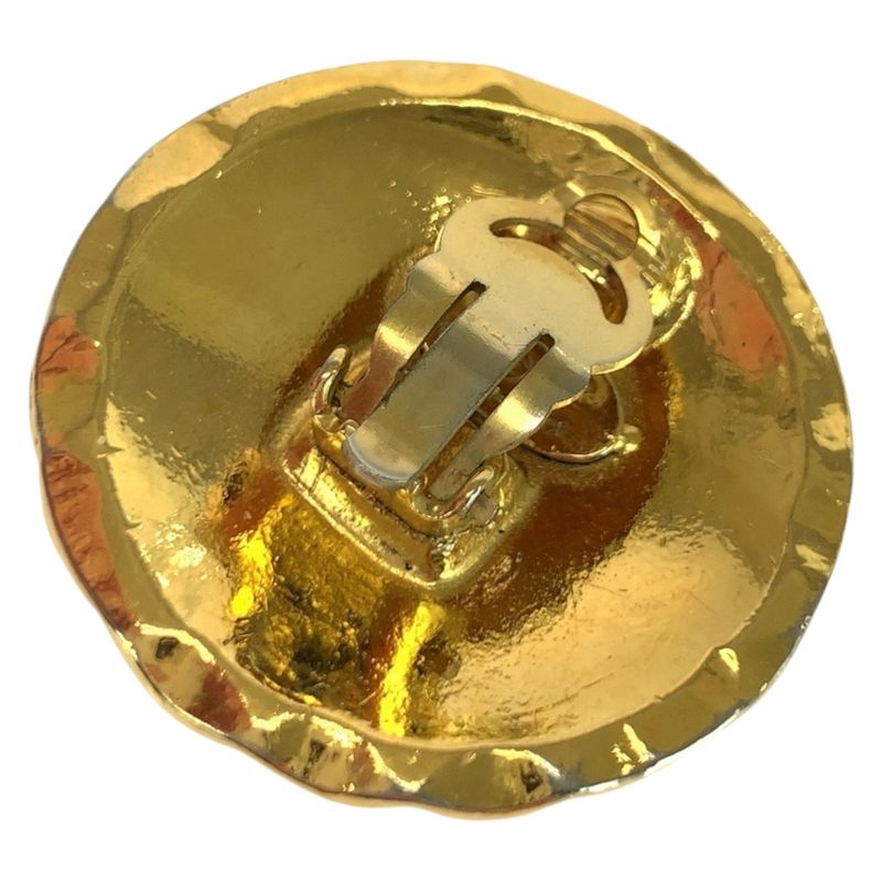 Chanel Vintage Matelasse Coco Mark Gold Plated Earrings 2 6 Engraved Ladies