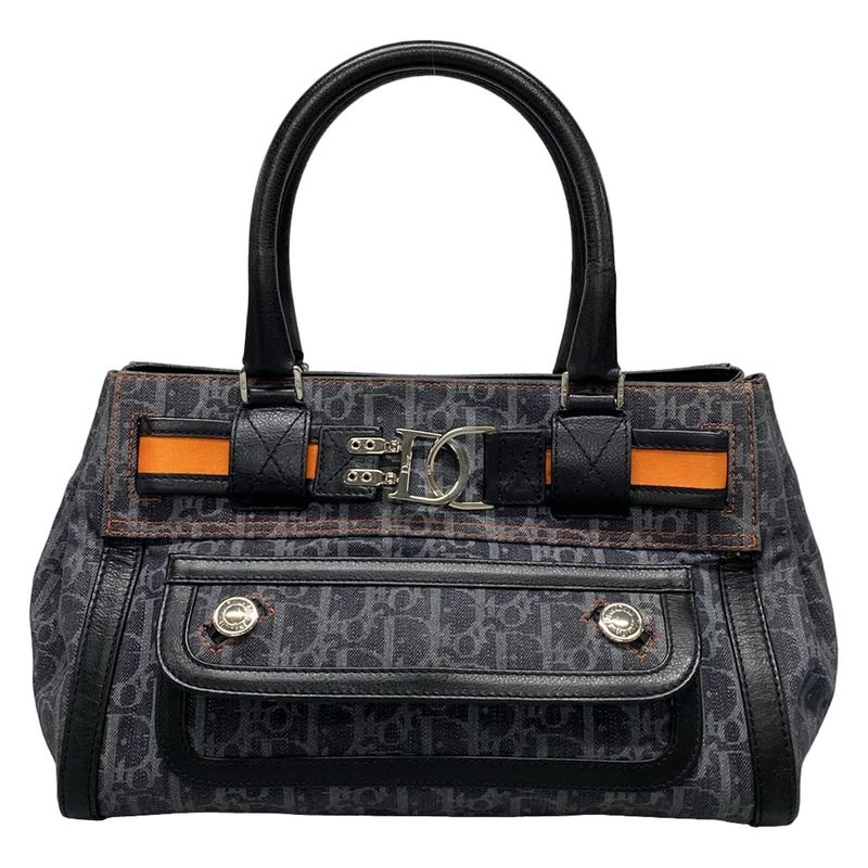 Dior/christian Dior Tote Bag Flight/trotter Navy And Blue-gray And Orange