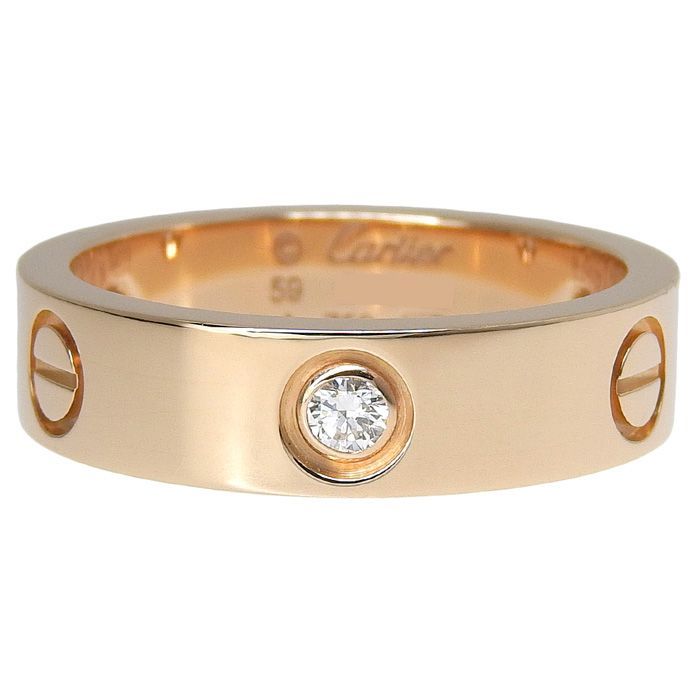 Cartier Love Ring 3P Diamond Classic Model 18K Pink Gold 750 Pink Gold Diamond