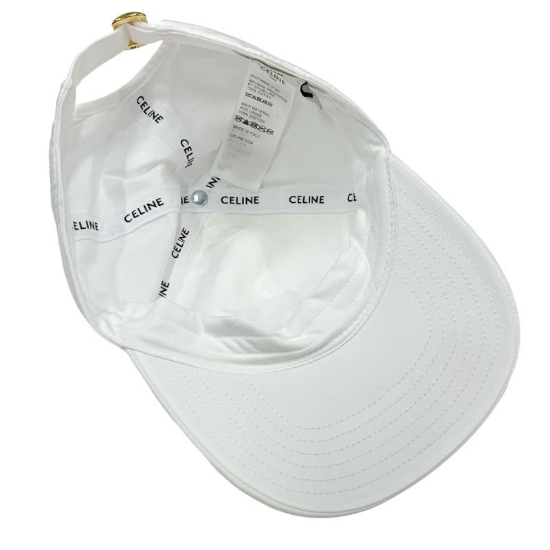 Celine Cap Hat Cotton White Navy Logo Triomphe Baseball