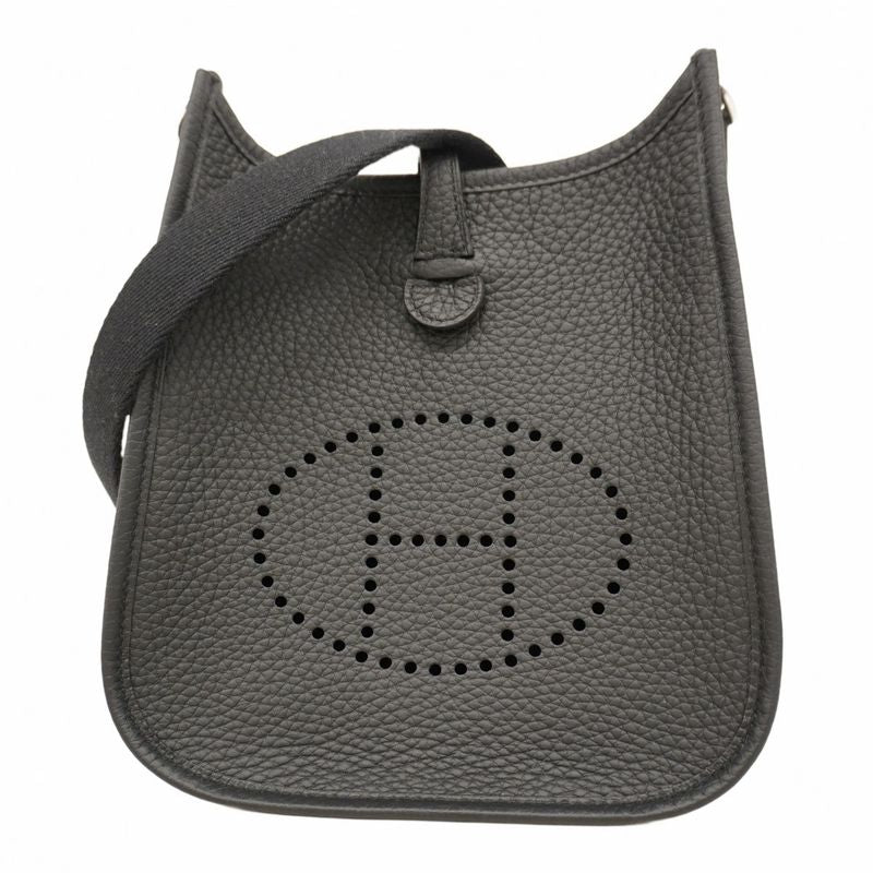 Hermes Shoulder Bag Evelyn TPM Taurillon Cles Mance Black Silver Hardware K