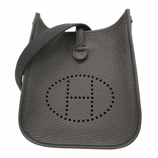 Hermes Shoulder Bag Evelyn TPM Taurillon Cles Mance Black Silver Hardware K