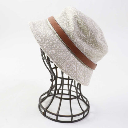 LOEWE Cotton Polyester Calf Leather Anagram Jacquard Hat / Bucket Hat Beige