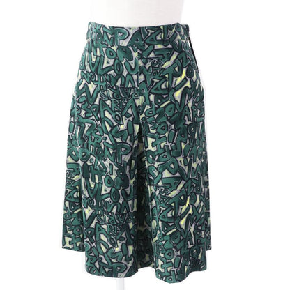 Louis Vuitton Rayon Graffiti Box Pleated Skirt Greenish 34 Made In France
