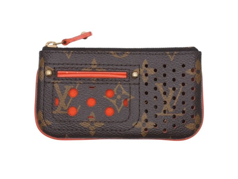 Louis Vuitton Pochette Cles Coin Purse Monogram Perfo Leather Orange