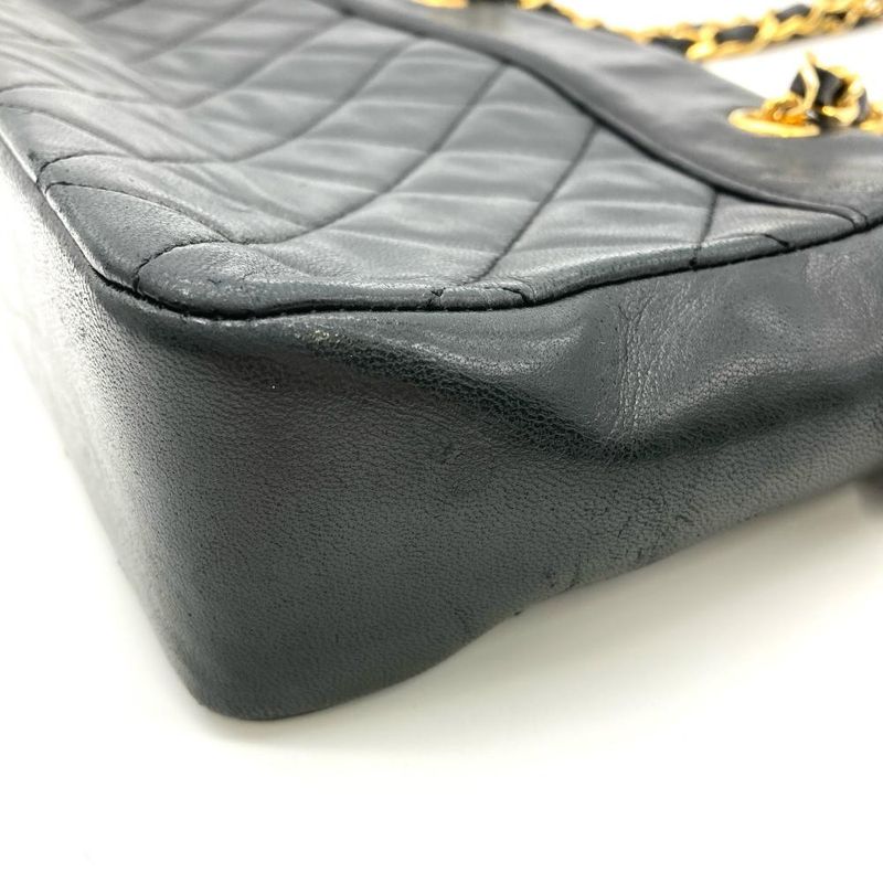 Chanel Matelasse Shoulder Bag Lambskin Black Gold Hardware