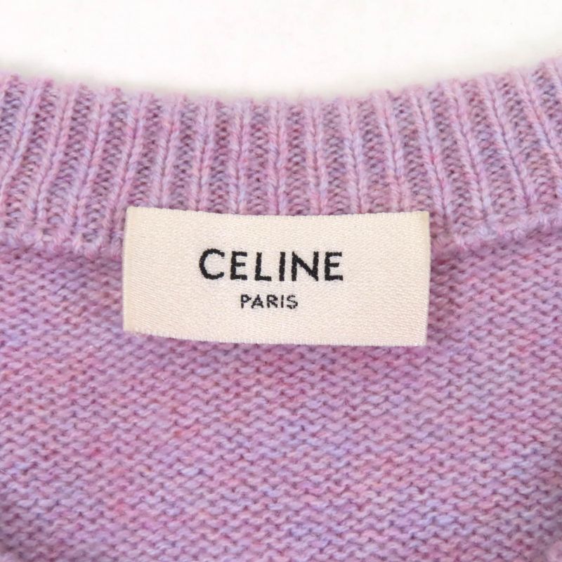 Celine 2a09k152i 100% Cashmere Crew Neck Long Sleeves Purple Knit With Sarky