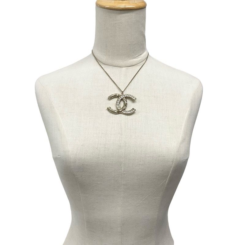 Chanel Necklace Pendant Choker Gold Coco Mark Rhinestone