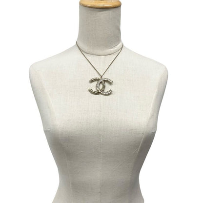 Chanel Necklace Pendant Choker Gold Coco Mark Rhinestone