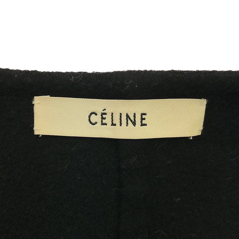 Celine - Phoebe Period Cashmere Blend Collarless Crombie Coat - 38 - Black -